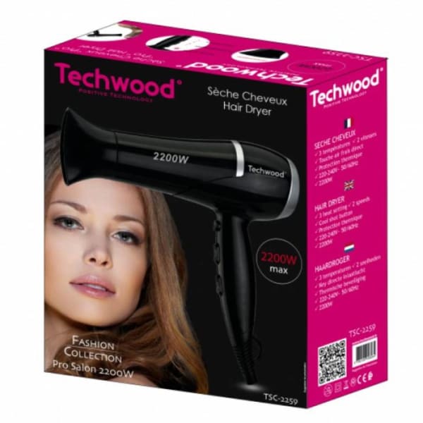 Sèche Cheveux Pro TECHWOOD 2200W - Noir(TSC-2259) Sèche Cheveux Pro TECHWOOD 2200W - Noir(TSC-2259)